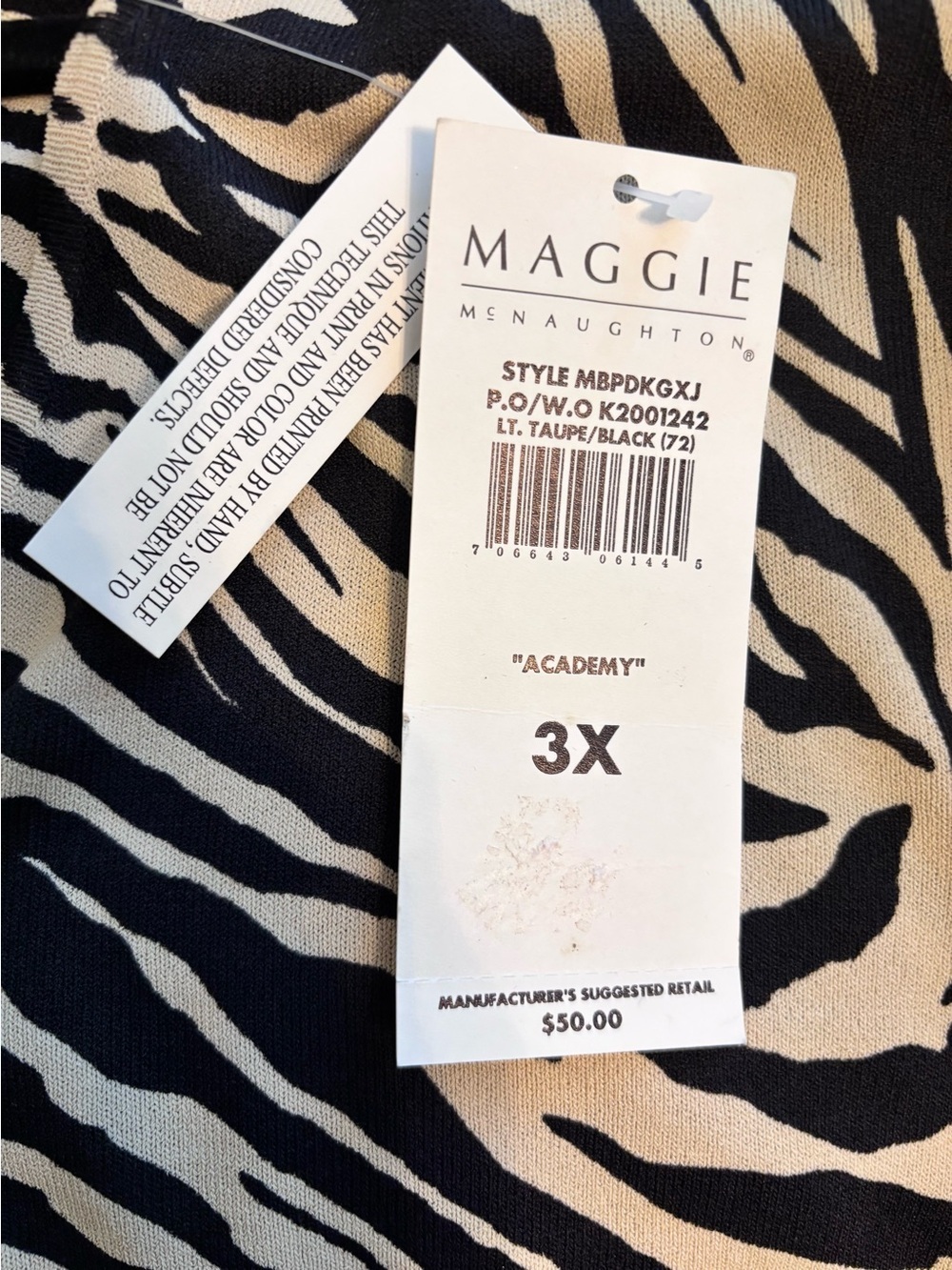 Maggie McNaughton Zebra Print Top in Black & Cream. Stretchy fabric. - Picture 4 of 5